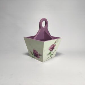 Elegant wooden decoupage cutlery holder with English rose print