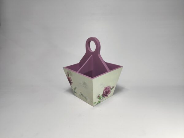 Elegant wooden decoupage cutlery holder with English rose print