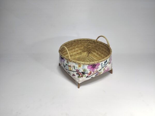 Kitty bamboo wicker basket with adorable design