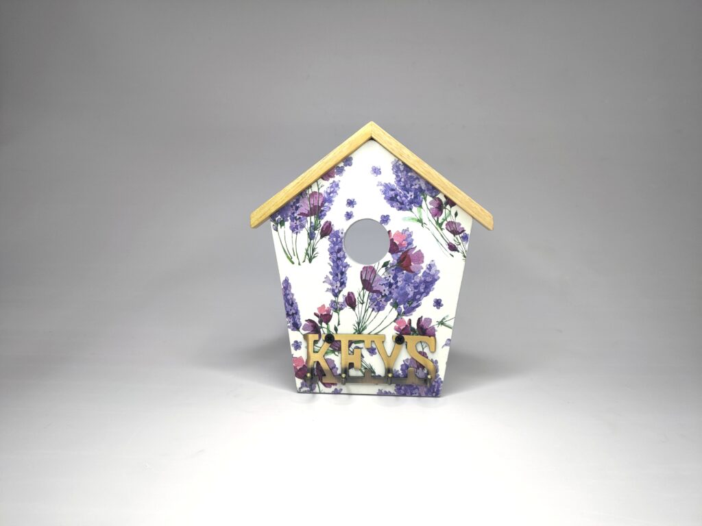 Wall-mounted Lavender Bird House key holder