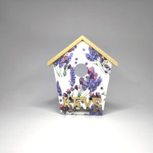Wall-mounted Lavender Bird House key holder