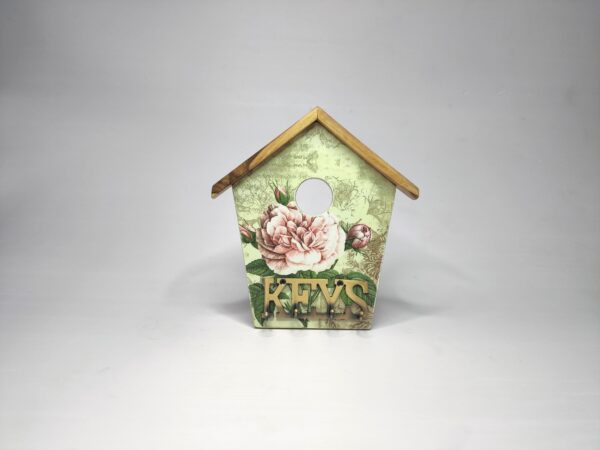 Wall-mounted Peony House key holder with elegant peony floral print