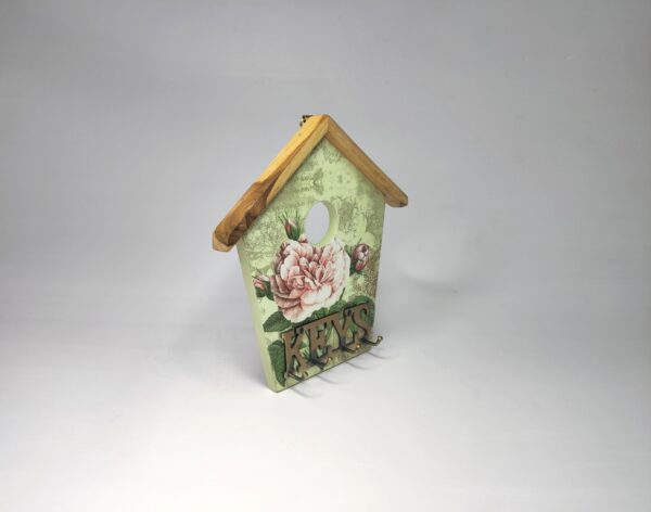 Wall-mounted Peony House key holder with elegant peony floral print