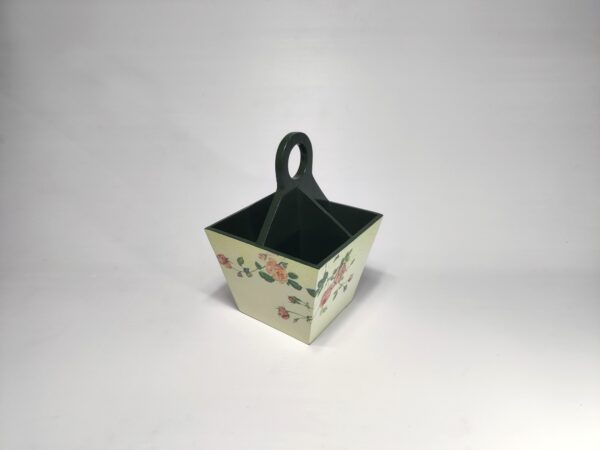 Rose crisper decoupage floral wooden cutlery holder for kitchen organization
