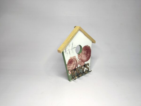 Decorative wooden key organizer featuring royal rose decoupage design