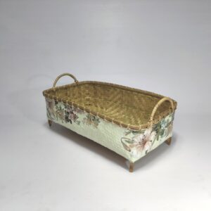 Eco-Friendly Vintage Lily Decoupage Bamboo Wicker Basket