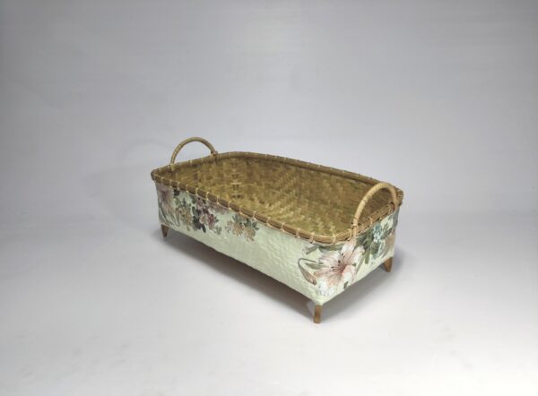 Eco-Friendly Vintage Lily Decoupage Bamboo Wicker Basket