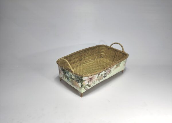 Eco-Friendly Vintage Lily Decoupage Bamboo Wicker Basket