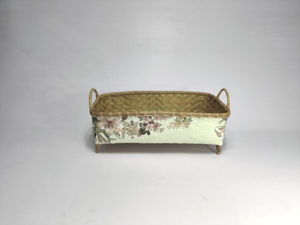 Eco-Friendly Vintage Lily Decoupage Bamboo Wicker Basket