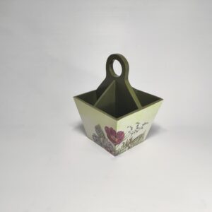 Vintage bloom floral decoupage wooden cutlery holder for kitchen