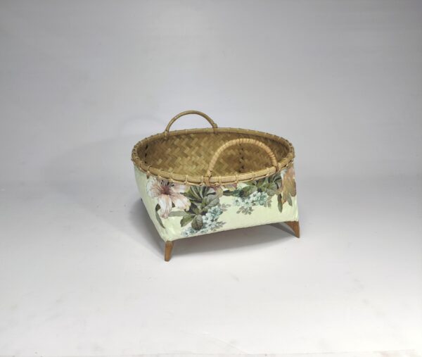 Eco-Friendly Vintage Lily Decoupage Bamboo Wicker Basket